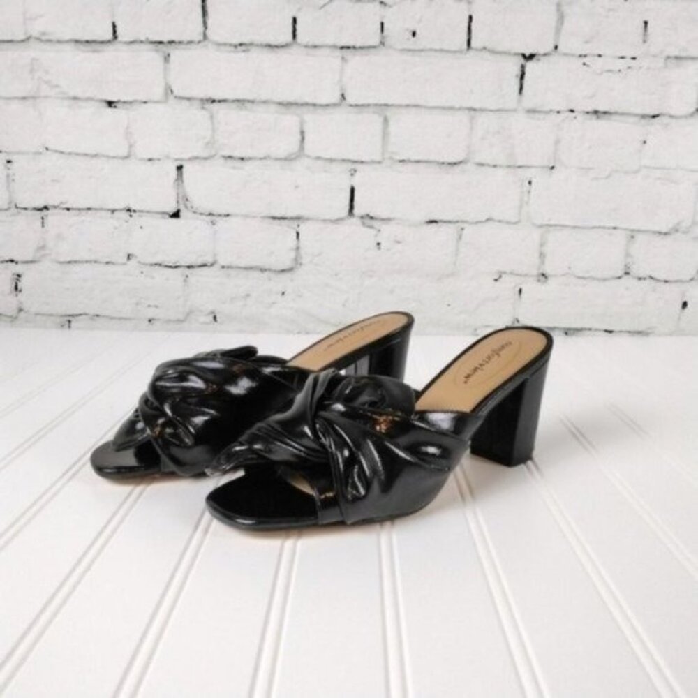 Comfortview Bekah Twisted Upper Peeptoe High Heel Mules In Black Size 9M